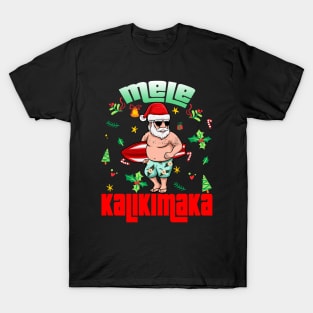 Mele Kalikimaka Christmas Santa Shaka Hawaii T-Shirt